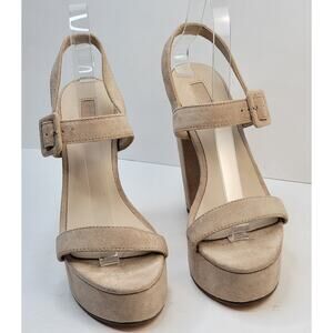 Cottagecore 7.5M Open Toe Beige Platform 5" Block Heel Formal Party Wedding Shoe